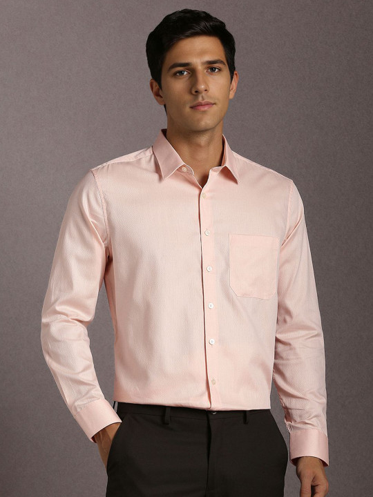 Louis Philippe Men Solid Spread Collar Pure Cotton Formal Shirt