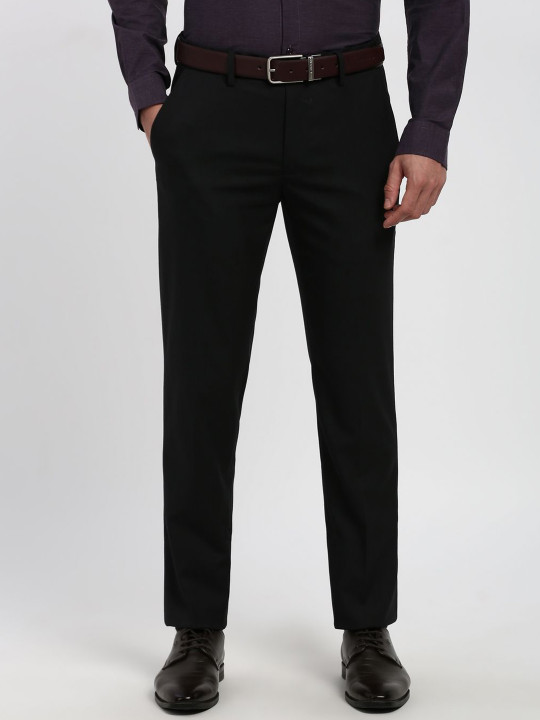 Peter England Men Slim Fit Mid-Rise Formal Trousers