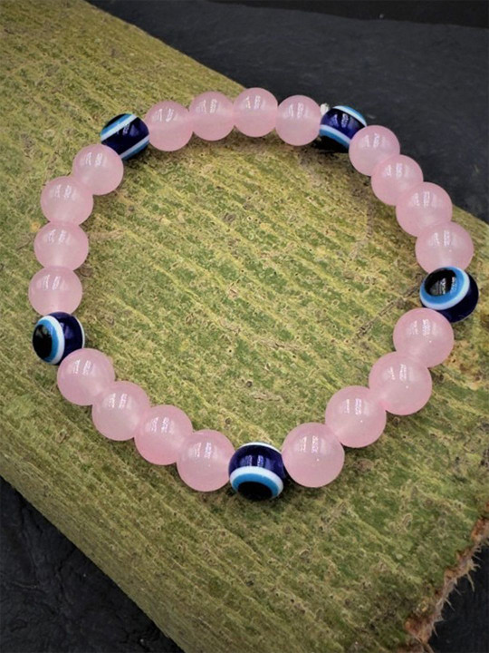 Estele Unisex Rhodium-Plated Artificial Beaded Elasticated Bracelet