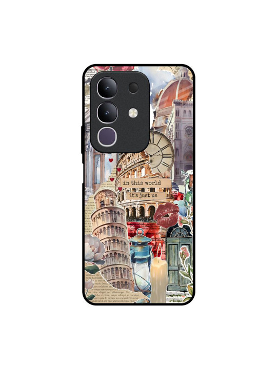 QRIOH Unisex Quirky Printed Vivo T4x 5G Italian Vibes Glass Back Case Mobile Accessories