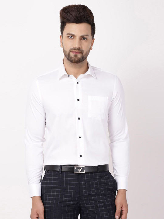 Blackberrys Men India Slim Fit Solid Spread Collar Formal Cotton Shirt