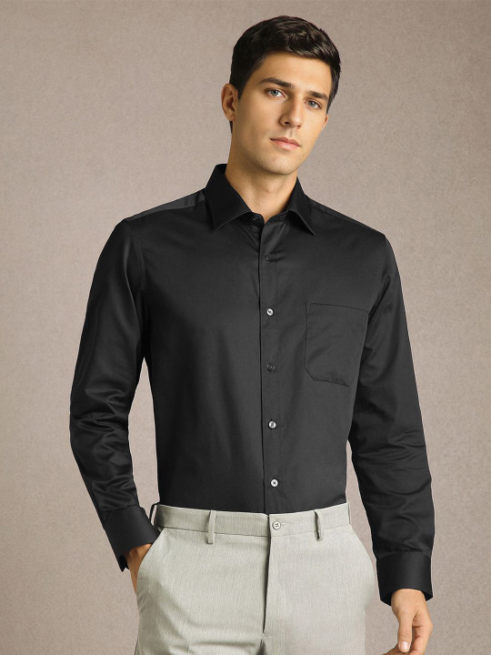 Louis Philippe Men Solid Spread Collar Pure Cotton Formal Shirt