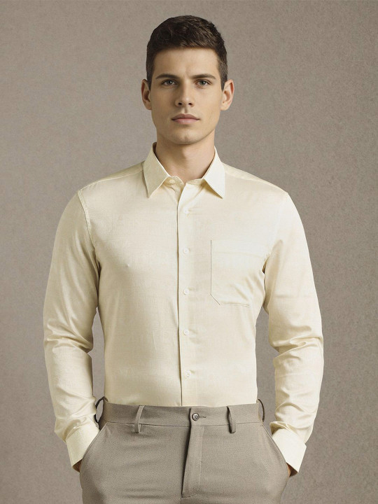 Louis Philippe Men Graphic Printed Spread Collar Pure Cotton Formal Shirt