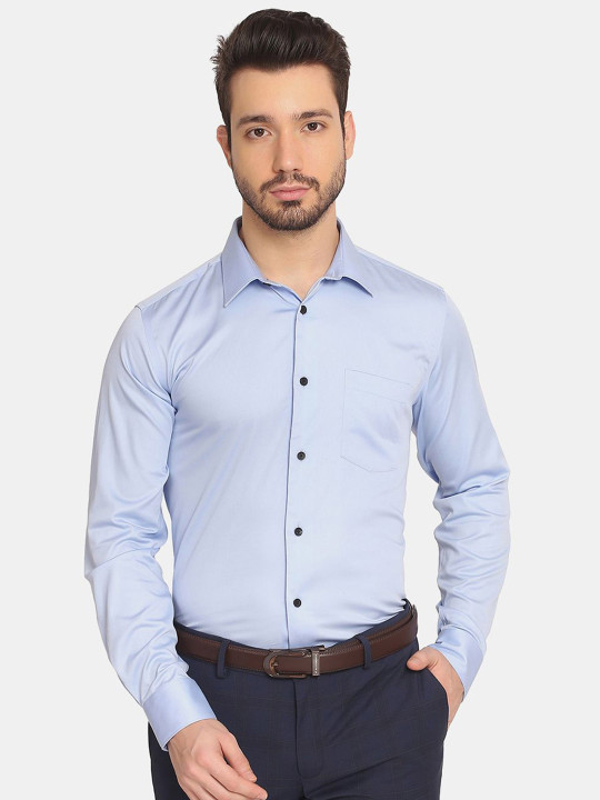 Blackberrys Men India Slim Fit Solid Spread Collar Formal Cotton Shirt
