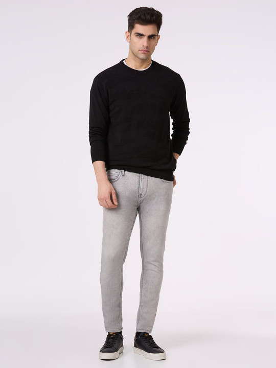 Pepe Jeans Men Ribbed Self Design Long Sleeves Pullover
