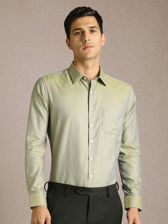 Louis Philippe Slim Fit Textured Pure Cotton Formal Shirt
