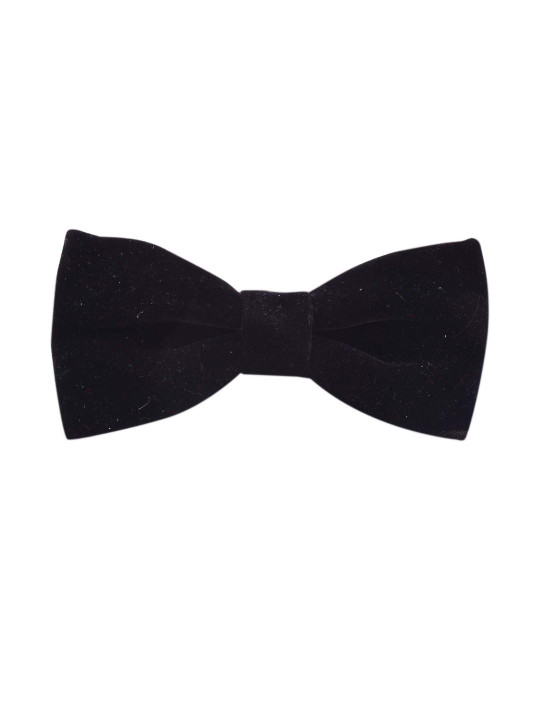 VOICI Black Microfiber Solid Bow Tie