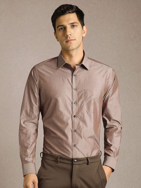 Louis Philippe Men Solid Spread Collar Pure Cotton Formal Shirt