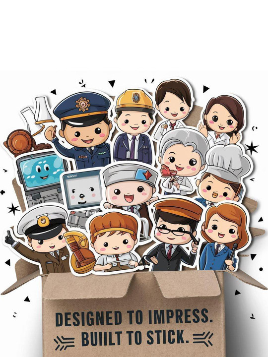 PRINTING DADDY Pack of 55 Profession-Themed Vinyl Stickers