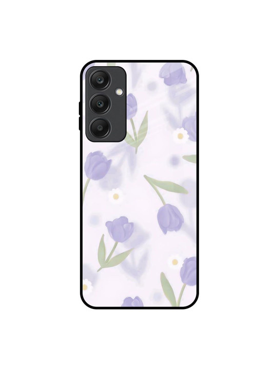 QRIOH Floral Printed Lightweight Silicone Samsung Galaxy A25 5G Glass Back Case