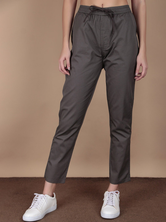 HAUWER Women Pure Cotton Mid-Rise Track Pants