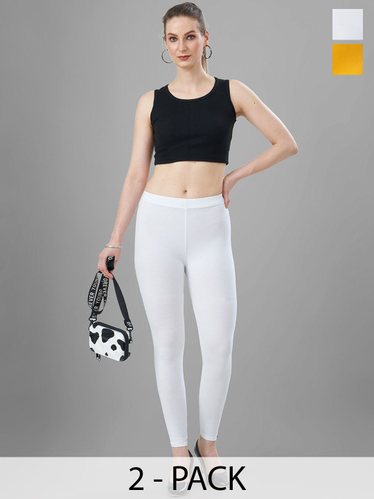 T19 Pack Of 2 Skinny Fit 4-Way Stretchable Ankle Length Leggings