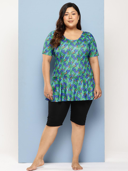 Muhuratam Women Green Nylon Swimwear
