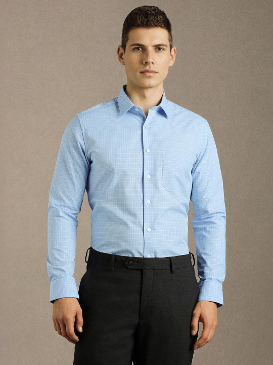 Louis Philippe Men Slim Fit Checked Formal Shirt