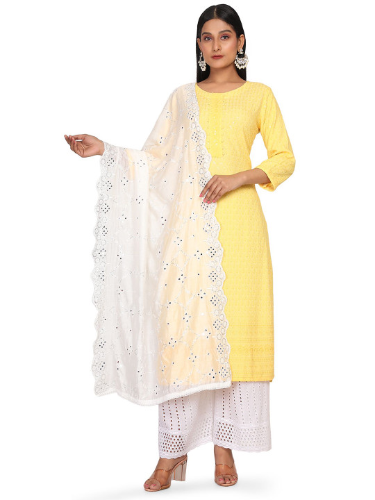 NEEL ART Floral Embroidered Sequinned Dupatta