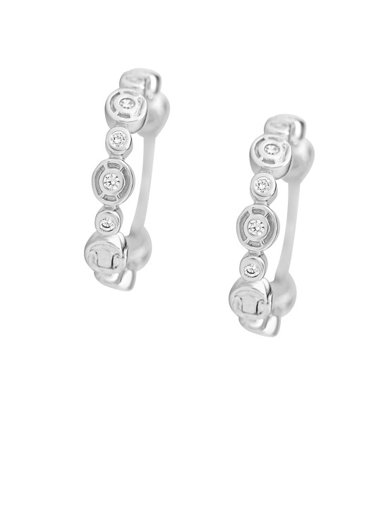 SRIYA Gold-Plated Cubic Zirconia Studded Circular Shaped Hoop Earrings