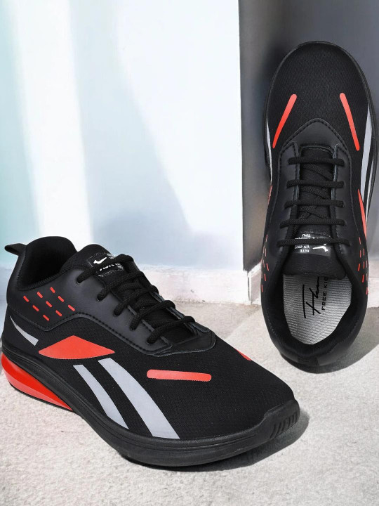 Free Kicks Men Black Mesh Marking Running Sports Shoes