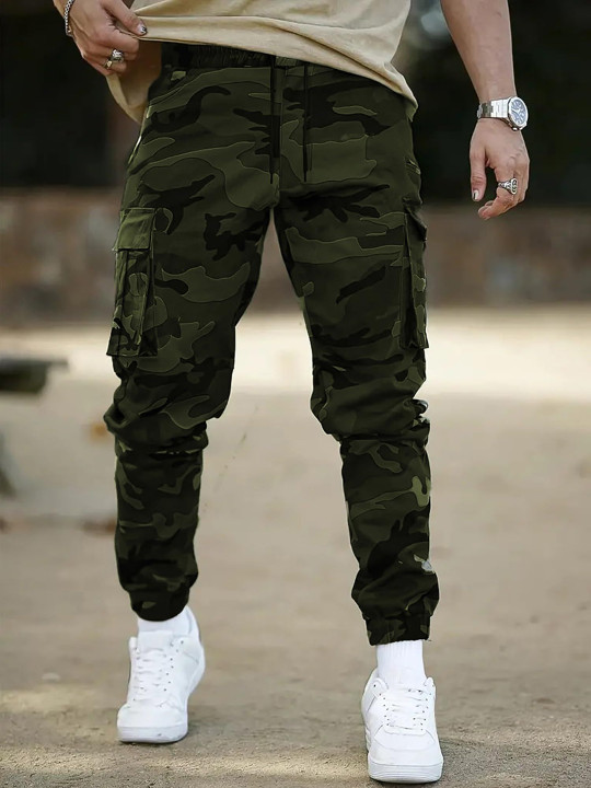 R.Code by The Roadster Life Co. Men Camouflage Printed Cotton Jogger Fit Cargos Trousers
