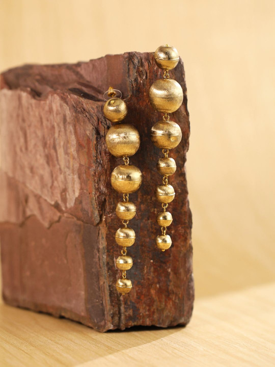 StyleCast Gold-Plated Artificial Beaded Spherical Shaped Drop Earrings