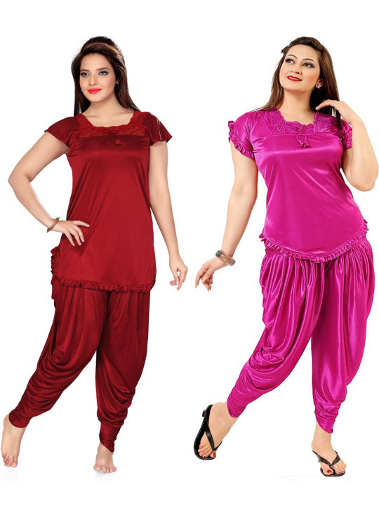 PHALIN Women Satin Night suits