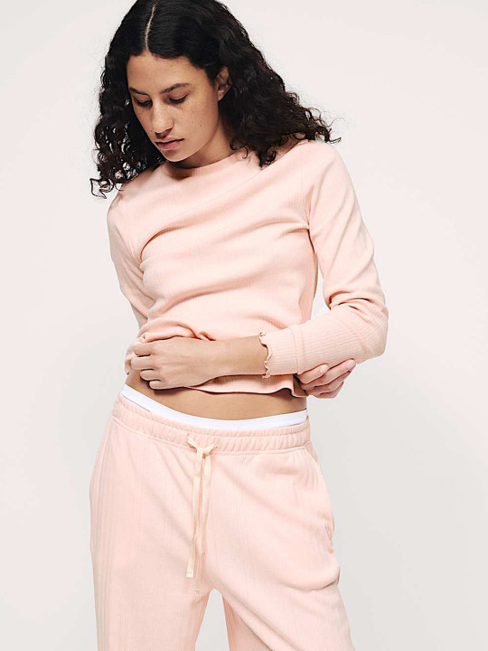 Marks & Spencer Cotton Rich Rib Pointelle Lounge Top
