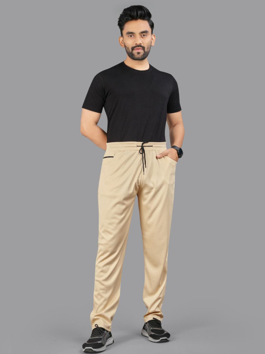ISUEL FAB Men Cream Relaxed Fit Track Pant