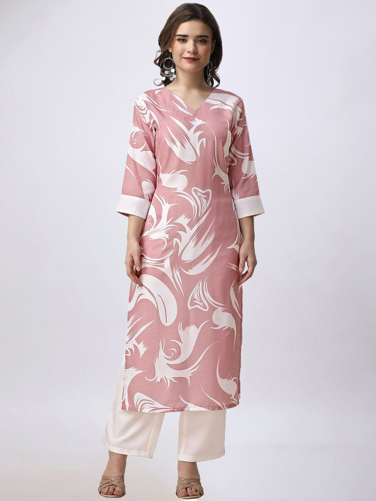 GoSriKi Women Abstract Printed Regular Kurta with Palazzos