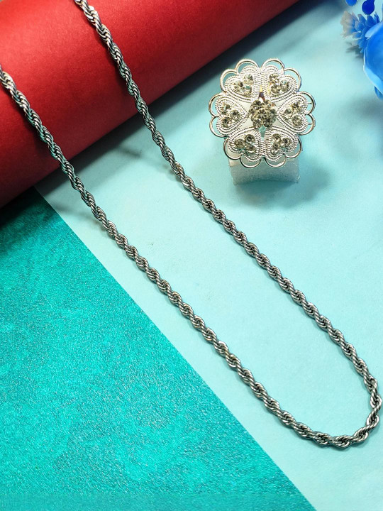 DIVYANSHI COLLECTION Unisex Silver Necklace and Chains
