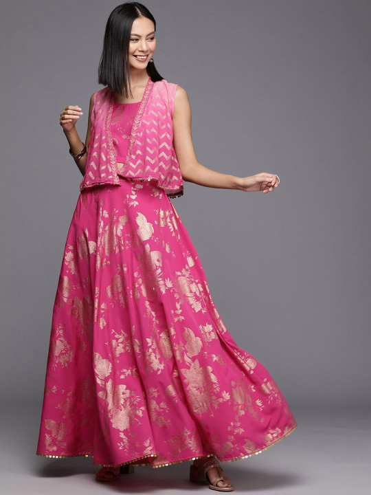Ahalyaa Shoulder Strap Neck Top With Skirt Co-Ords Comes With Shrug
