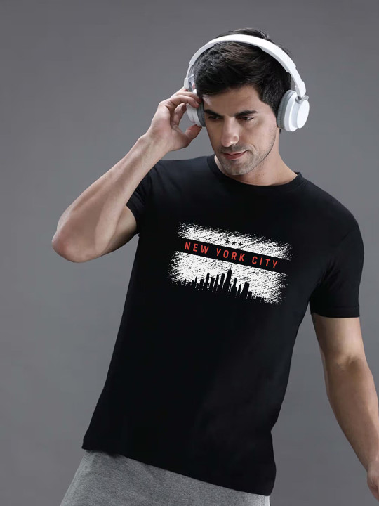 Moda Rapido Typography Printed Round Neck Cotton T-shirt