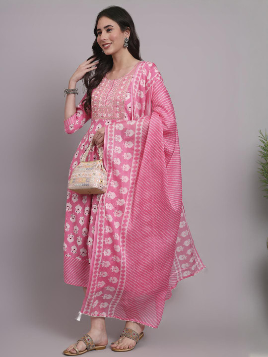 Angkor Women Pink Viscose Rayon Kurtas