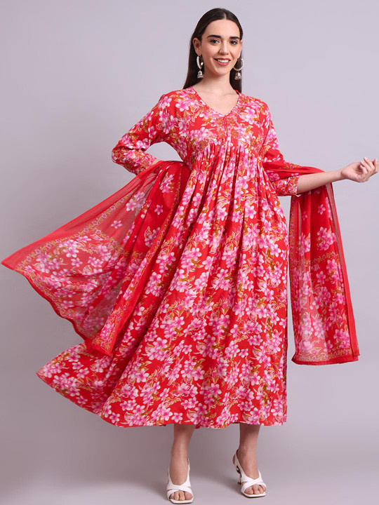 Angkor Women Red Cotton Kurtas