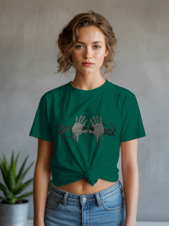 GRACE & JACK Women Graphic Printed Round Neck Cotton T-shirt