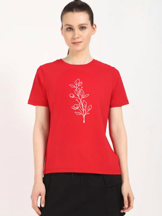 Moda Rapido Floral Printed Round Neck Cotton T-shirt