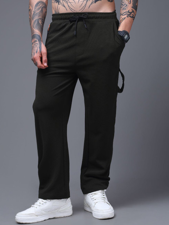MADSTO Men Baggy-Fit Mid-Rise Track Pants