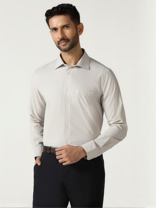 Blackberrys Men India Slim Fit Textured Spread Collar Formal Shirt
