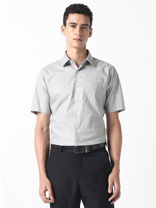 Van Heusen Checked Spread Collar Pure Cotton Formal Shirt