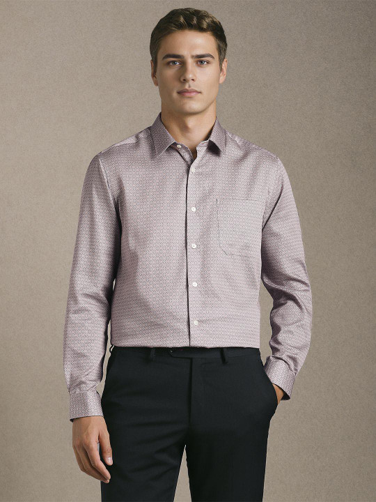 Louis Philippe Men Geometric Printed Spread Collar Pure Cotton Formal Shirt