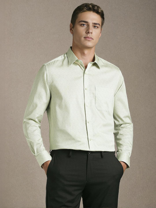 Louis Philippe Floral Printed Spread Collar Pure Cotton Shirt