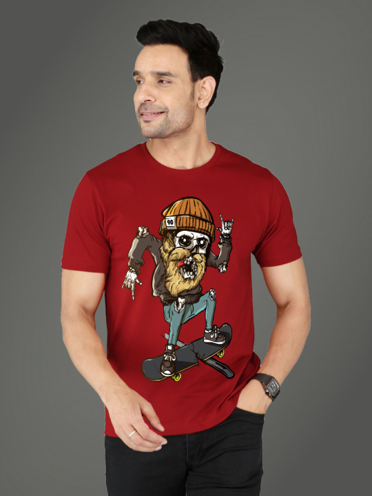 NOBLE HUSTLE Graphic Printed Round Neck Short Sleeves Cotton T-shirt