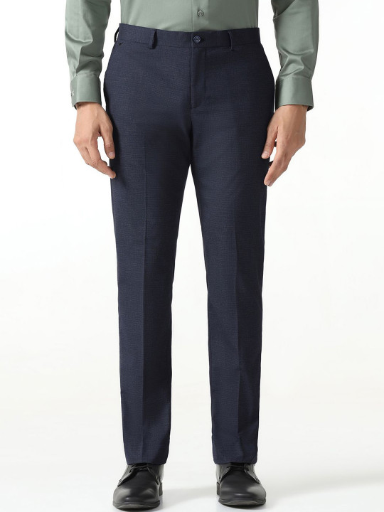 Blackberrys Men Textured Slim Fit Formal Trousers