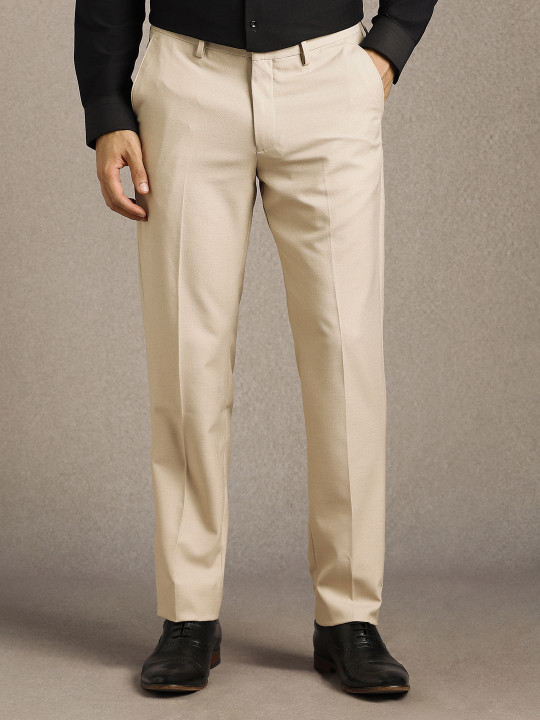 Louis Philippe Men Textured Slim Fit Formal Trousers