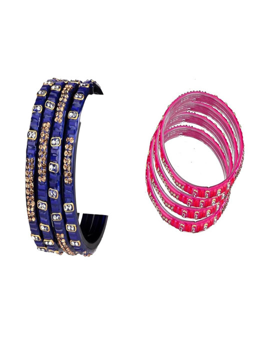 SOMIL Somil Set of 8 Artificial stones & Beads Glass Bangles