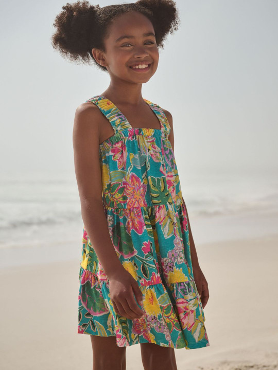 NEXT Floral Printed Pure Cotton A-Line Dress