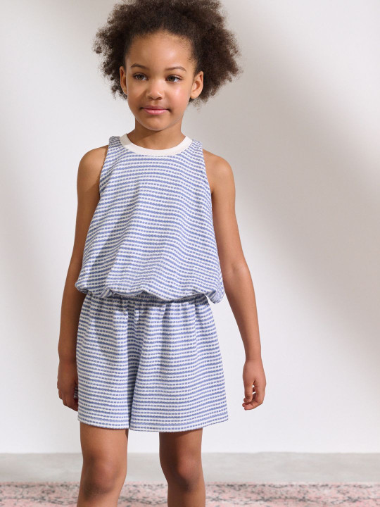 NEXT Girls Striped Pure Cotton Top with Shorts