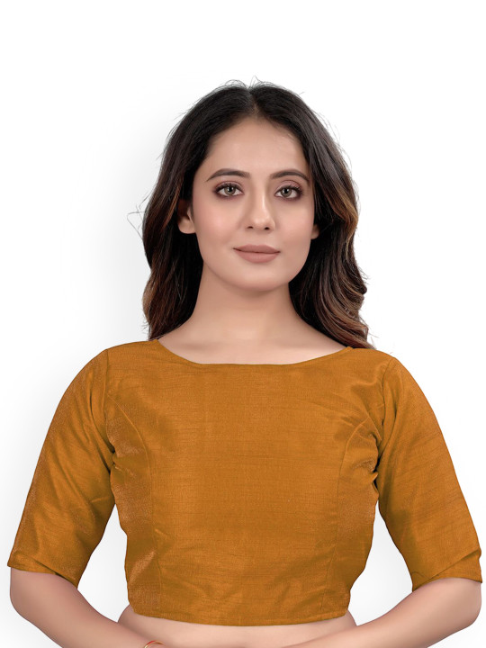 HERE&NOW Silk Boat Neck Padded Saree Blouse