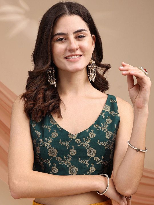 Tikhi Imli Woven Design Brocade Saree Blouse
