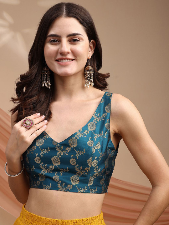 Tikhi Imli Woven Design Brocade Saree Blouse