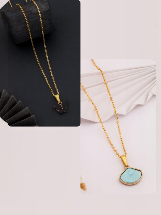 DressBerry Gold-Plated Brass Artificial Beads Minimal Necklace