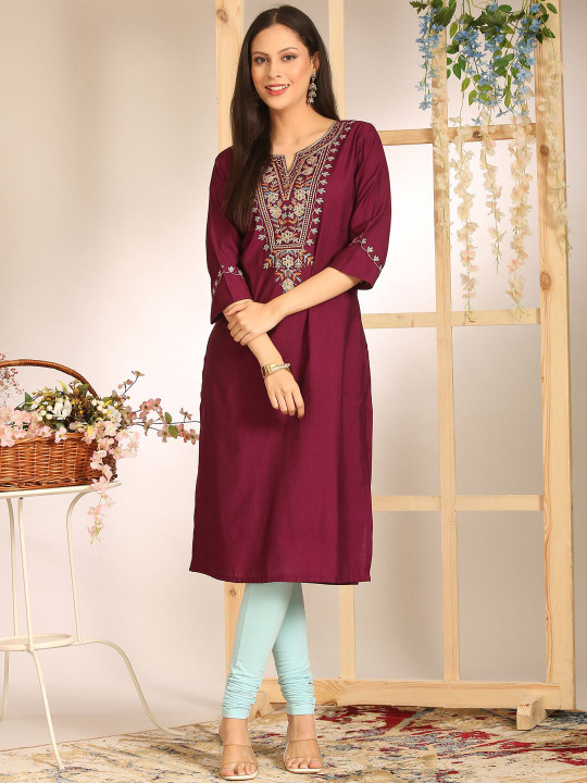 Anouk Women Ethnic Motifs Embroidered Thread Work Kurta